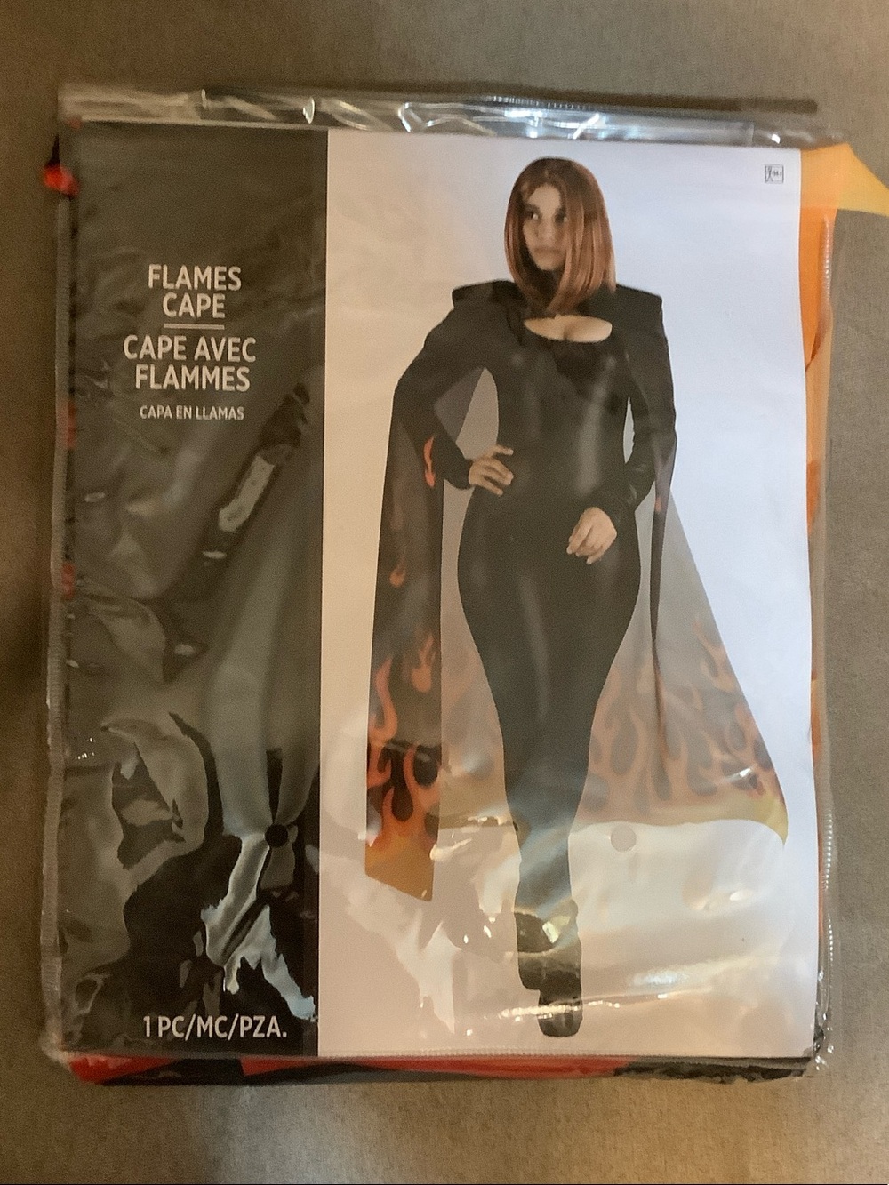 Women's Halloween Flames Cape - Black with Orange Flame Trim